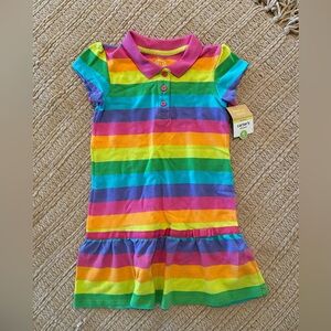 Carters NWT rainbow stripe preppy drop waist collared polo dress size 4